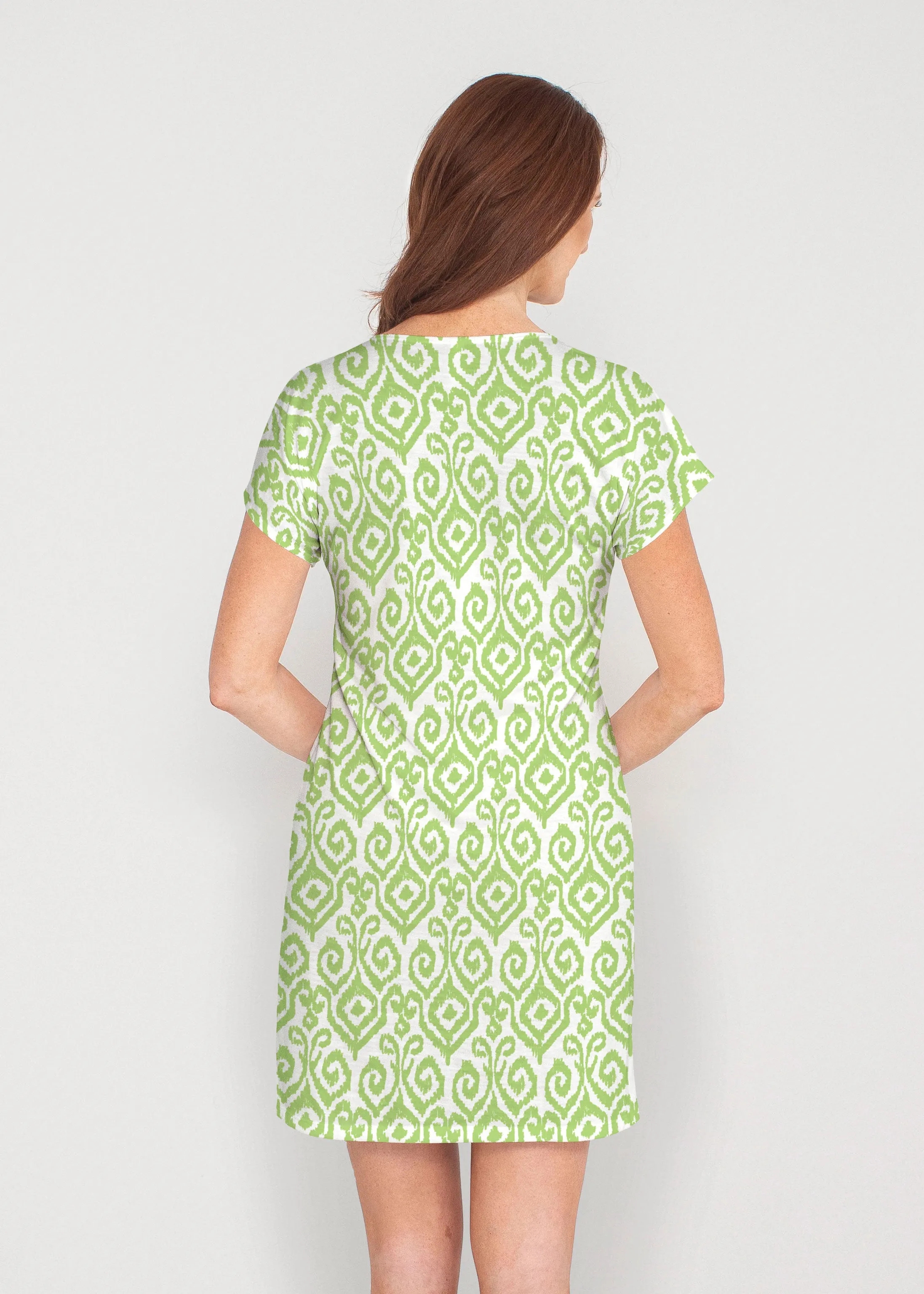 Crayola Aqua- Lime (8029) ~ French Terry Short Sleeve Crew Dress