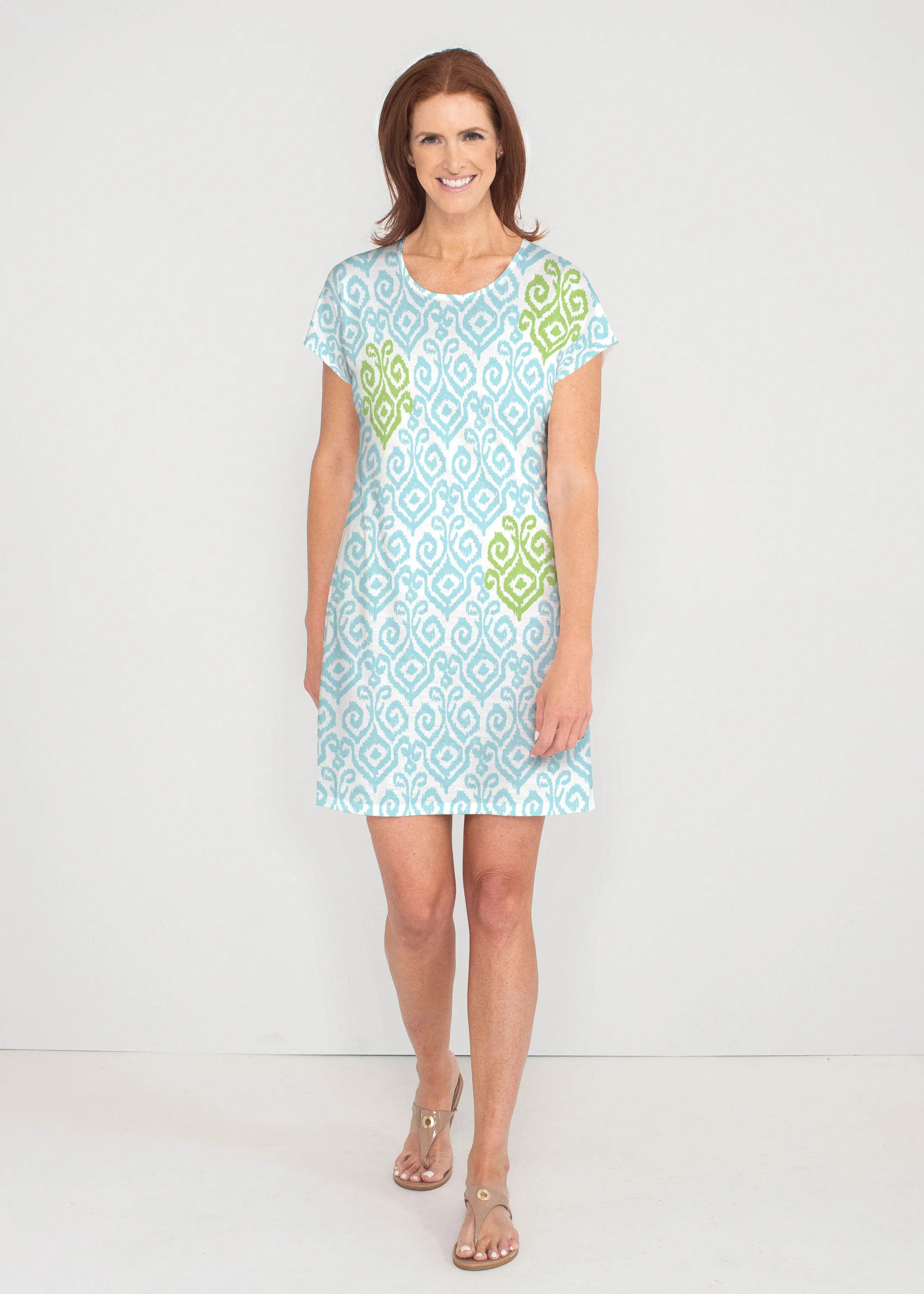 Crayola Aqua- Lime (8029) ~ French Terry Short Sleeve Crew Dress
