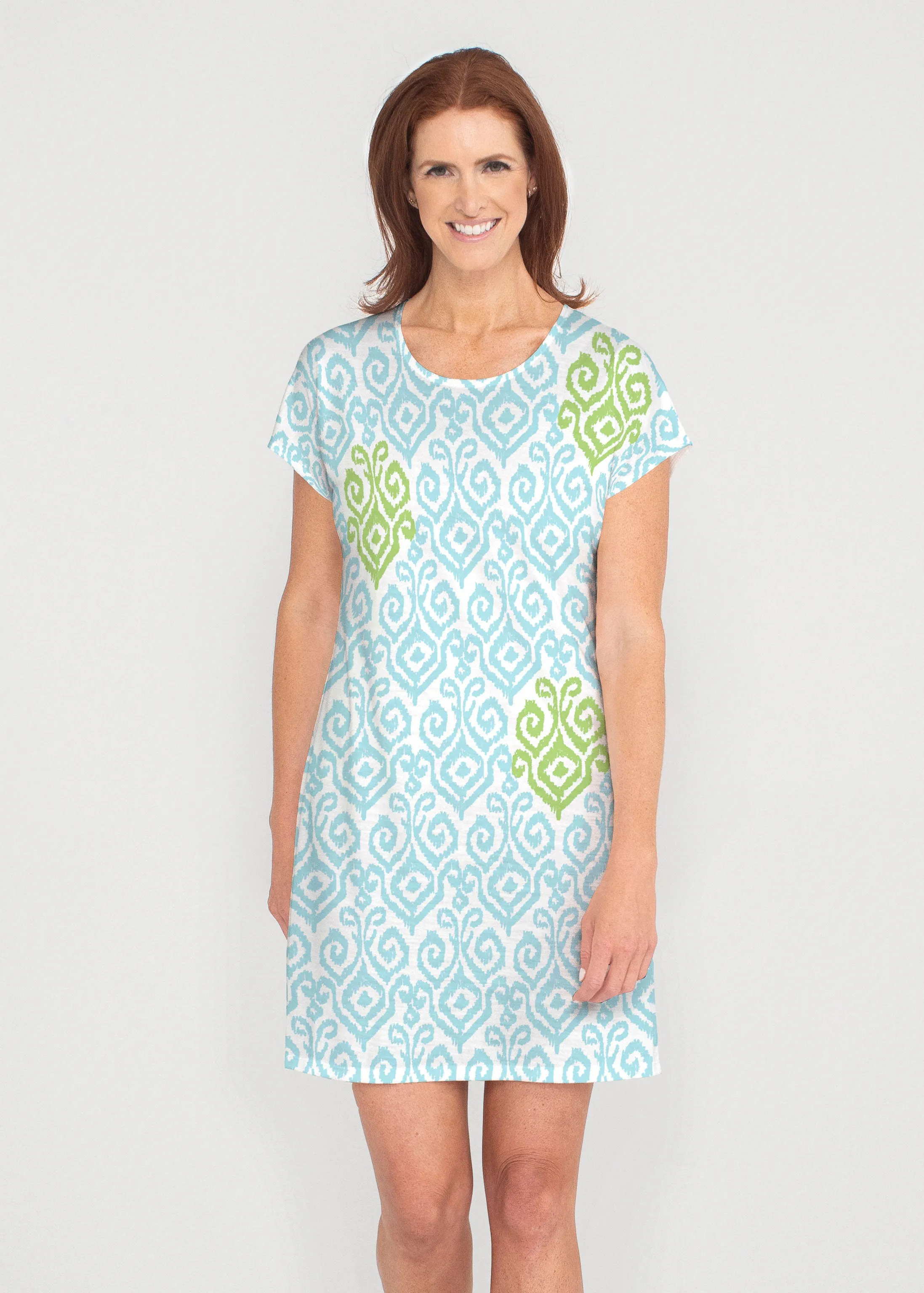 Crayola Aqua- Lime (8029) ~ French Terry Short Sleeve Crew Dress