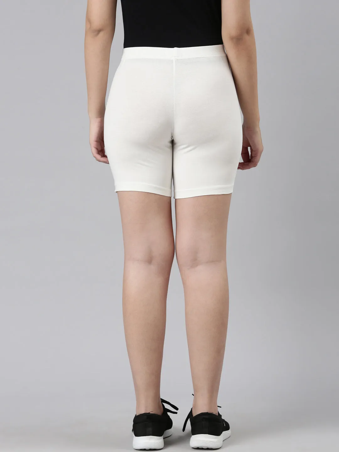 Cream Cotton Stretch Cycling Shorts