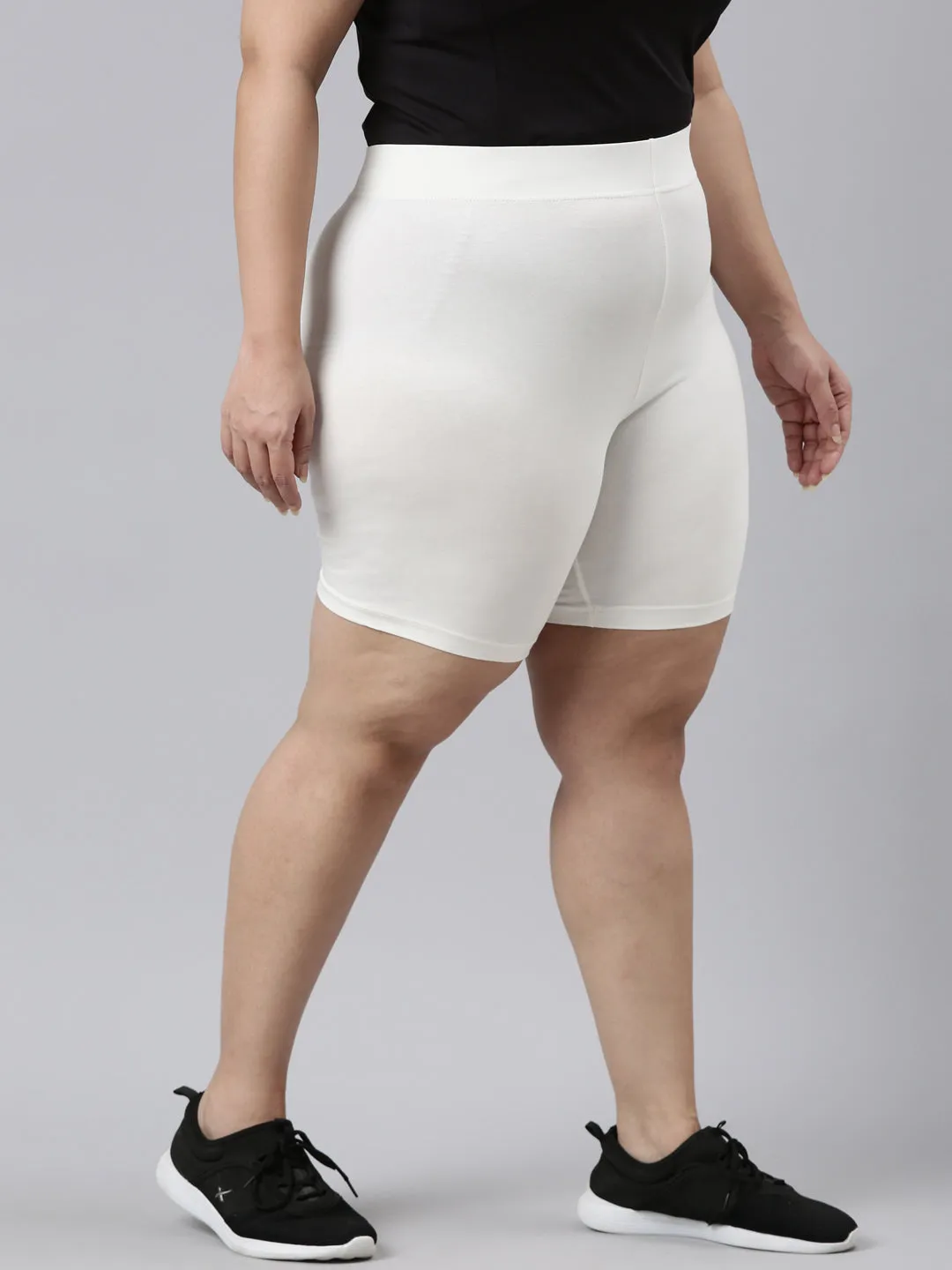 Cream Cotton Stretch Cycling Shorts