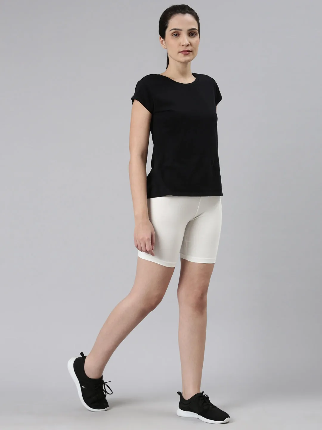 Cream Cotton Stretch Cycling Shorts
