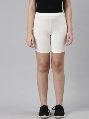 Cream Cotton Stretch Cycling Shorts