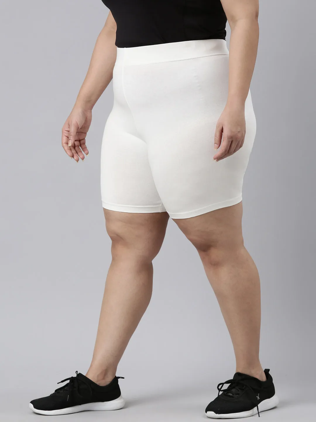 Cream Cotton Stretch Cycling Shorts