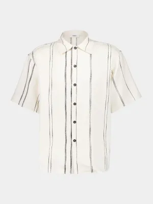 Cream Woven Stripe Boxy Shirt