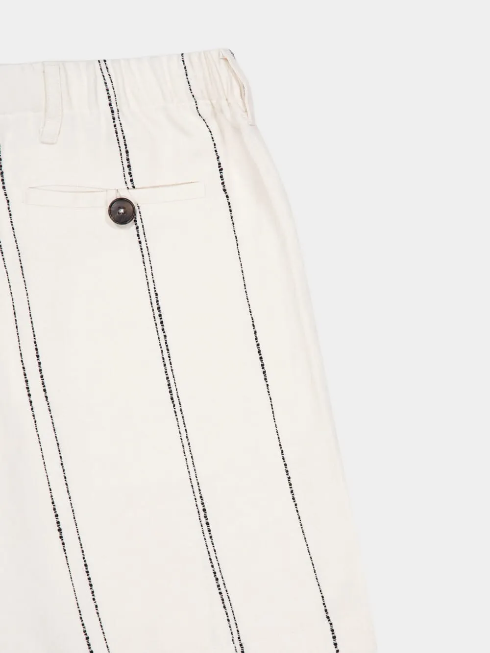Cream Woven Stripe Resort Shorts