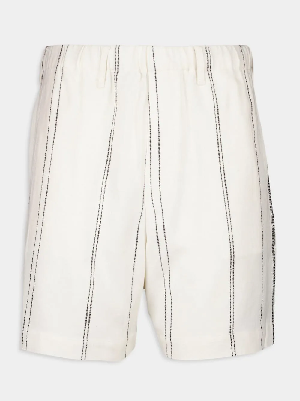 Cream Woven Stripe Resort Shorts