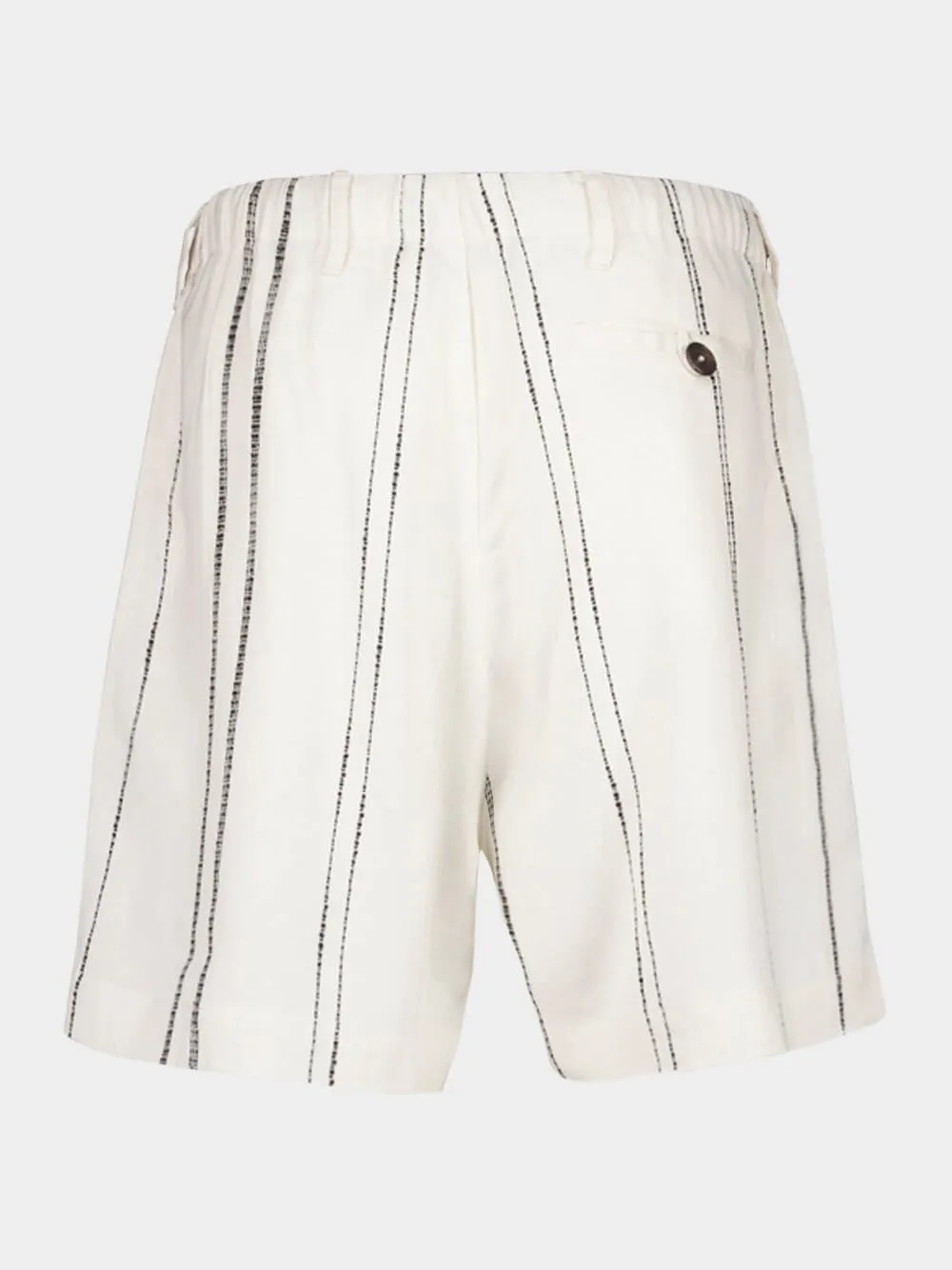 Cream Woven Stripe Resort Shorts