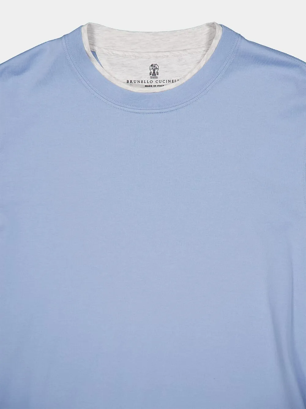 Crewneck Layered-Effect Blue T-Shirt