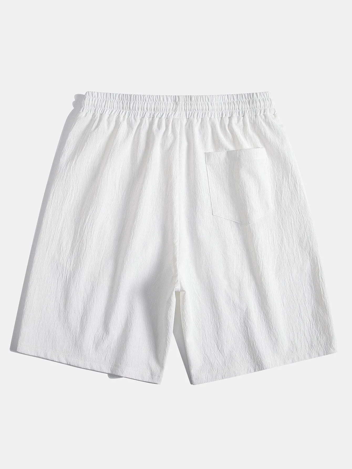 Crinkled Textured Button Up Shirt & Crinkled Textured Drawstring Shorts