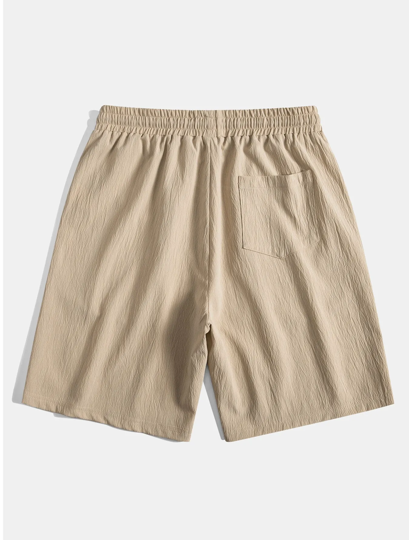 Crinkled Textured Button Up Shirt & Crinkled Textured Drawstring Shorts