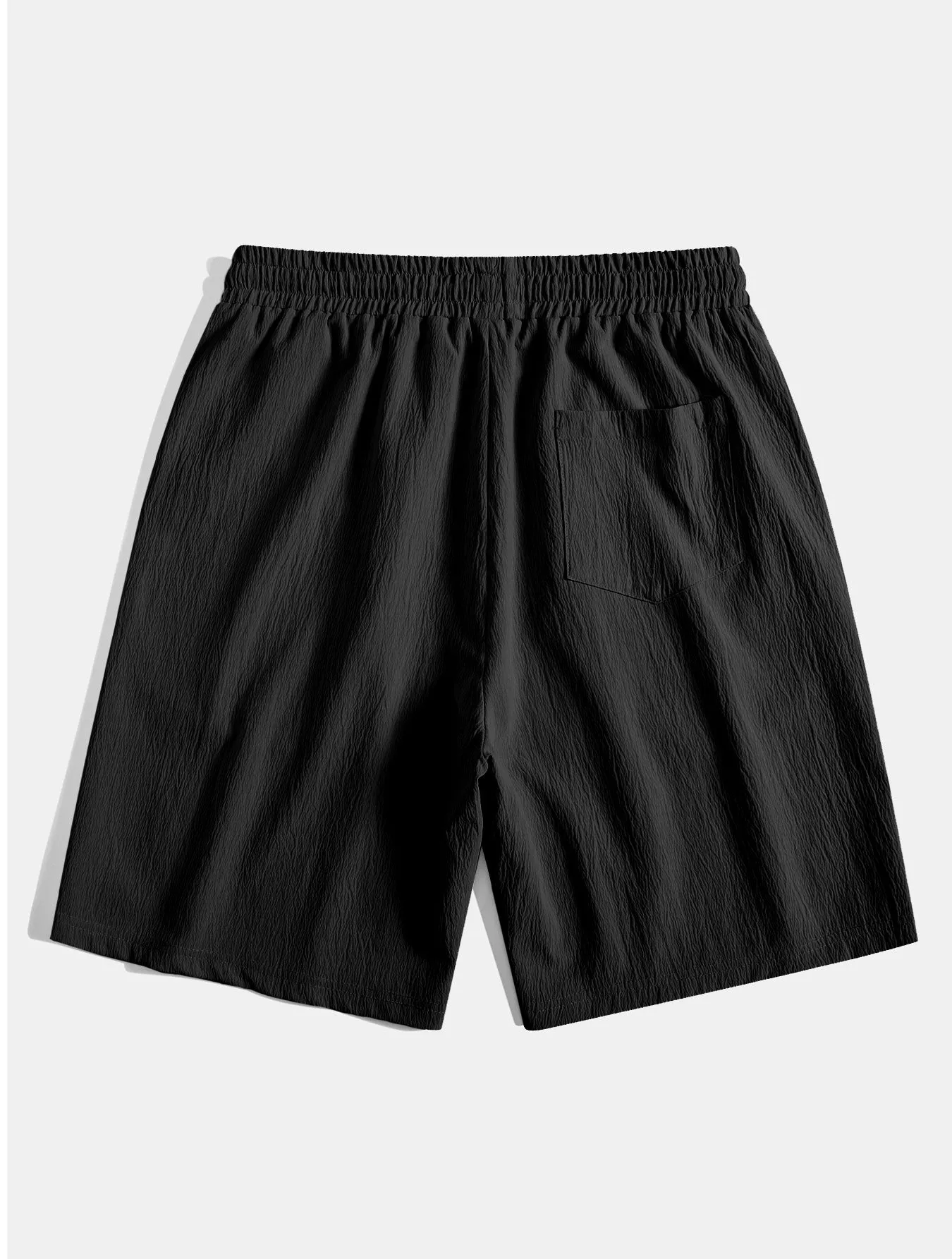 Crinkled Textured Button Up Shirt & Crinkled Textured Drawstring Shorts