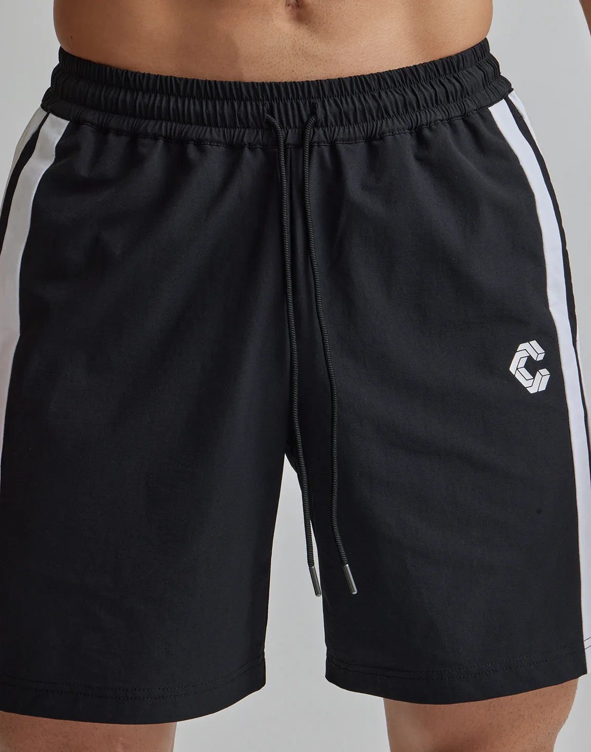 CRONOS 2LINE NYLON STRETCH SHORTS【BLACK×WHITE】