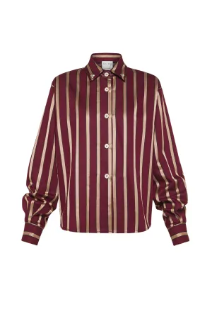 Cropped Stripe Satin Shirt