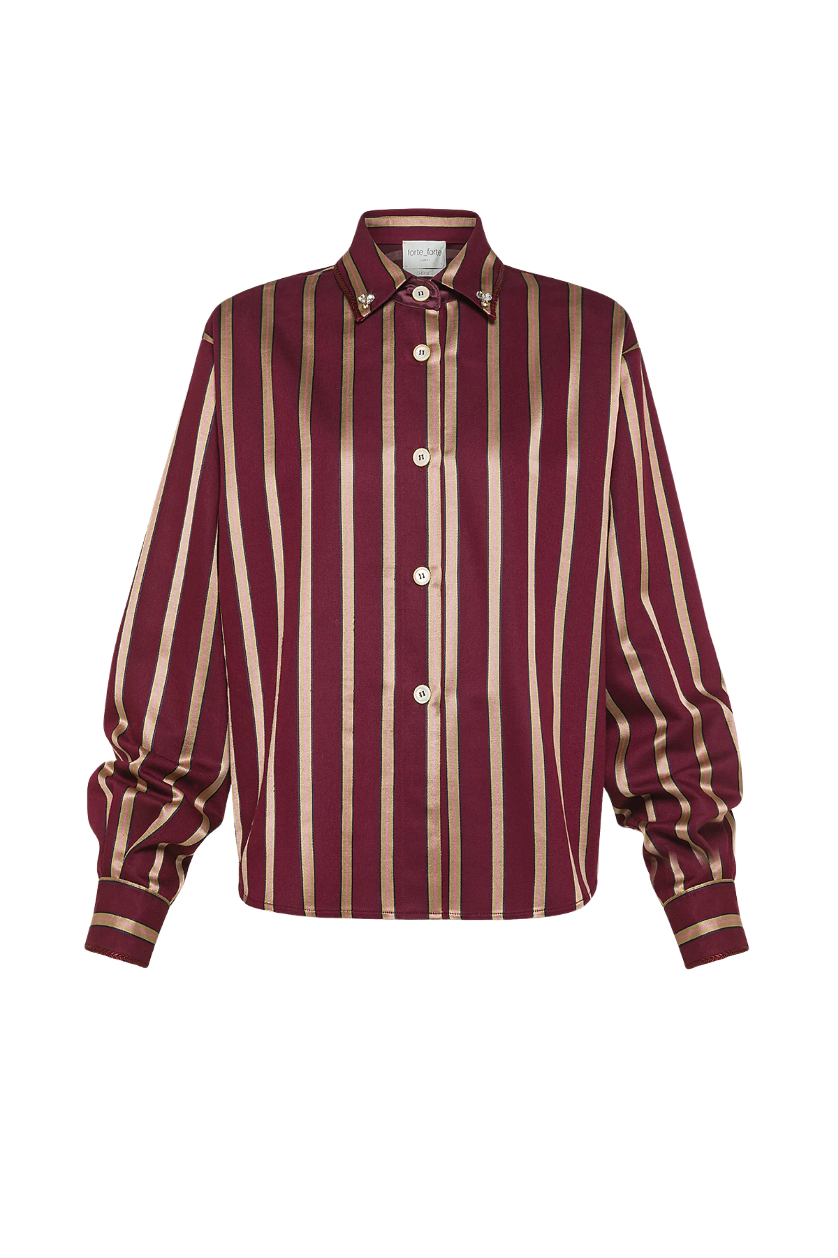 Cropped Stripe Satin Shirt