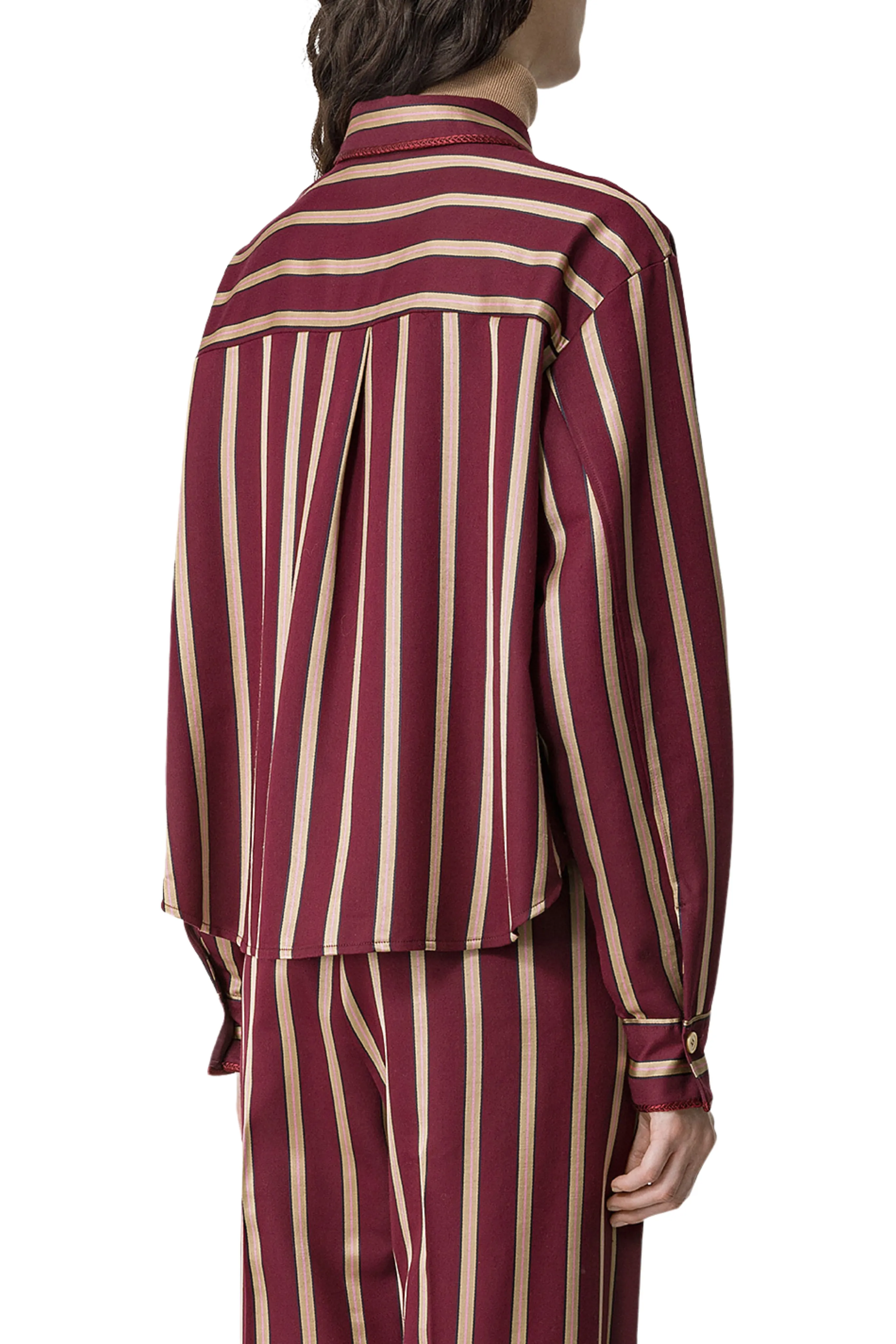 Cropped Stripe Satin Shirt
