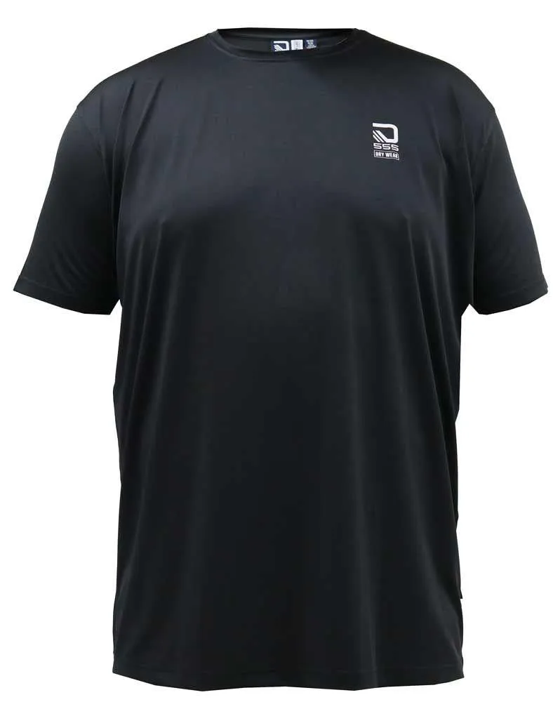 D555 Men's Plus Size Dry Wear Stretch T-Shirt in Black 2XL to 6XL