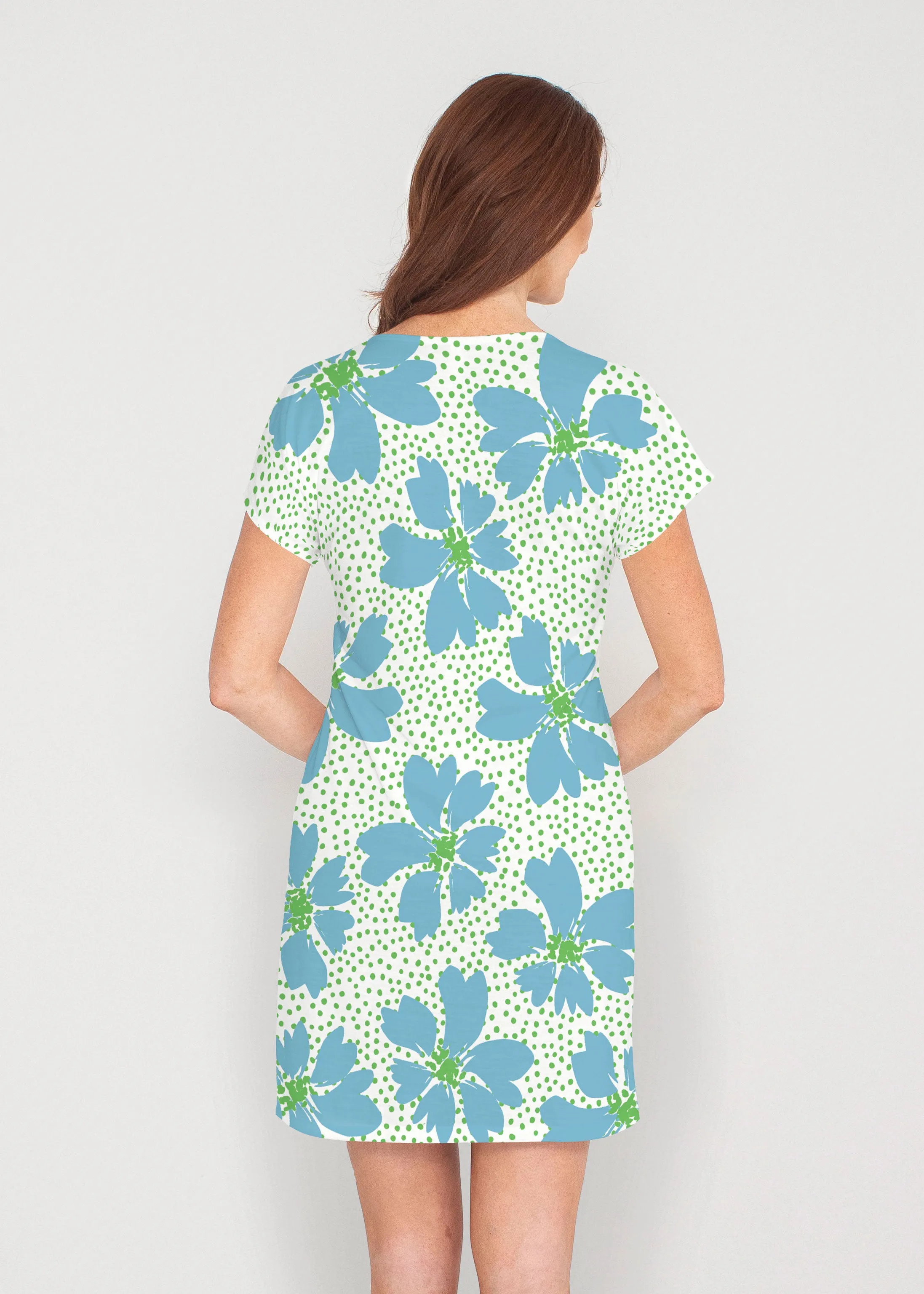 Daisy Dots Blue (8081) ~ Lucy Tee Dress