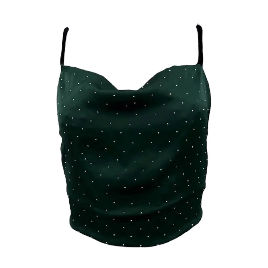 Dark Forest Satin Tank with Crystals