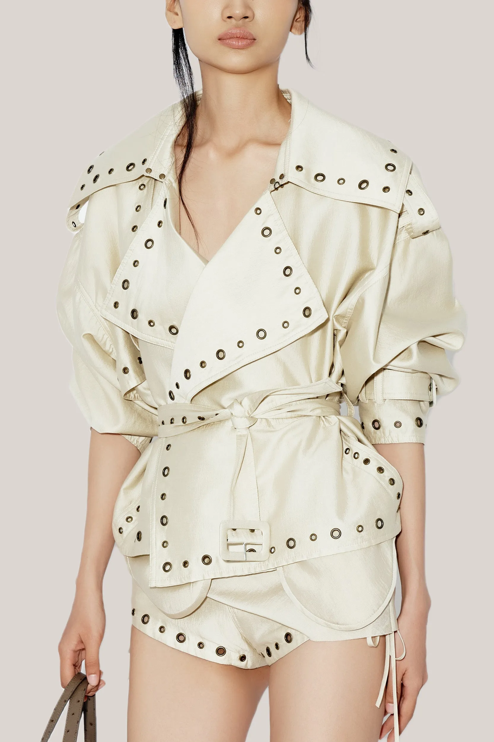 DAS LA VIE • Cactus Straight Tie String Chiffon Extra Short Length Shorts