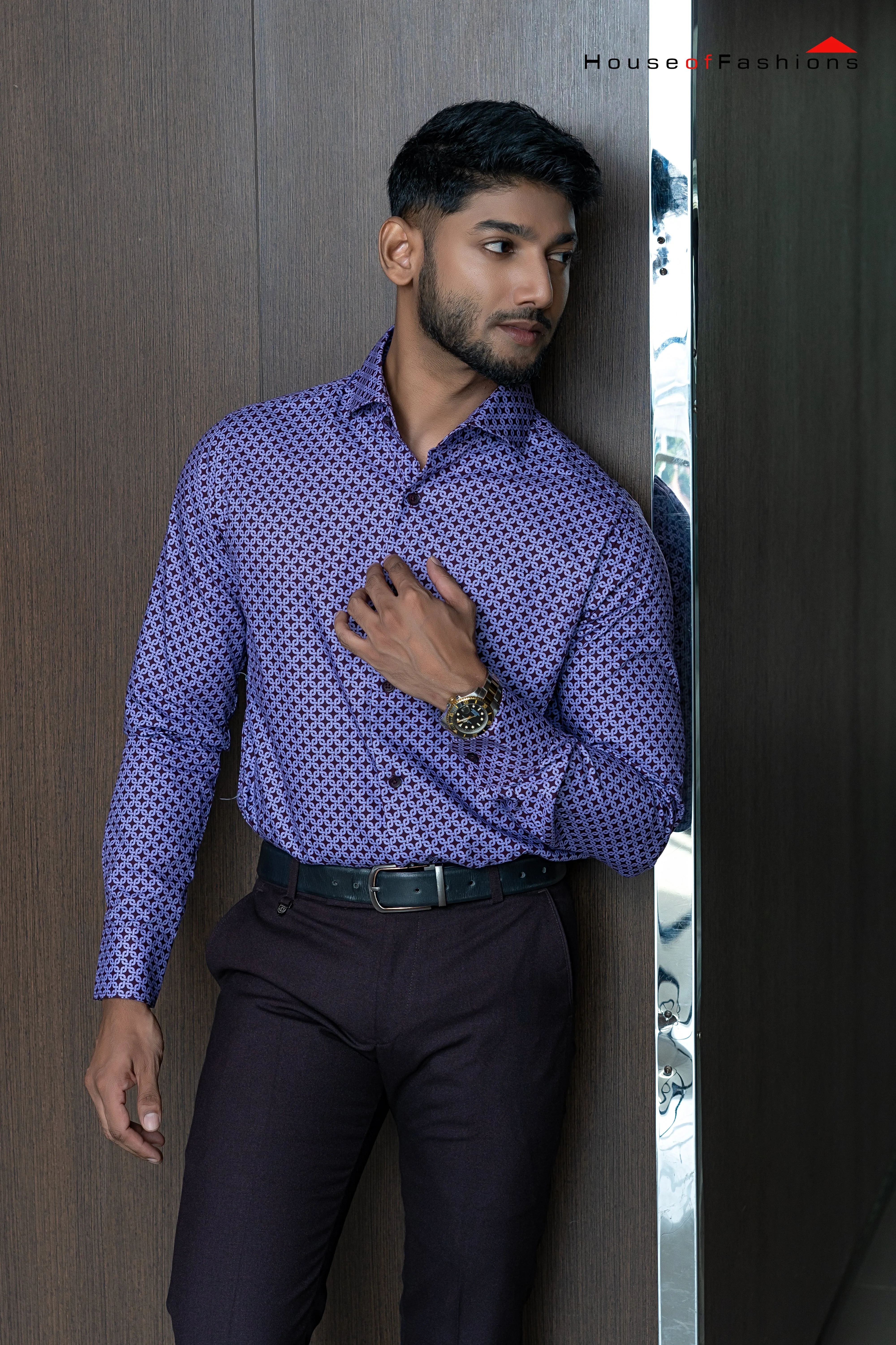 Davide Clivio Printed Modern Fit Formal Shirt