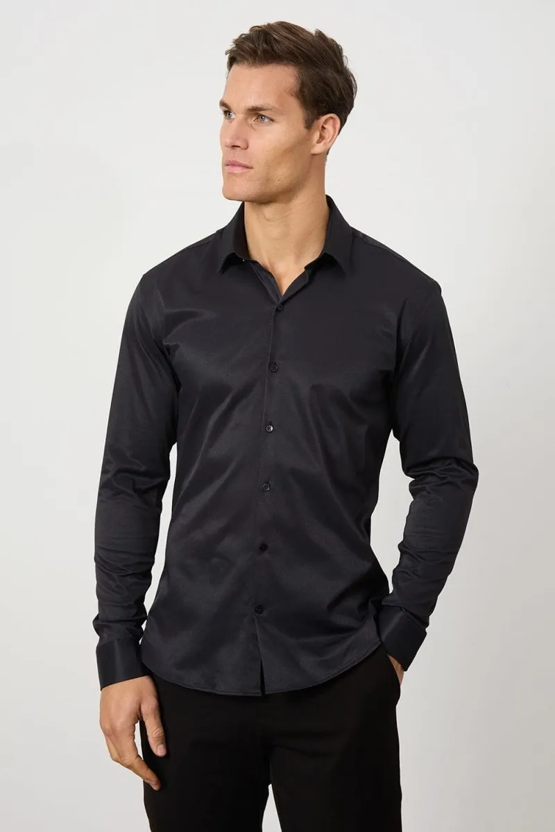 Defined Twill Shirt in Black