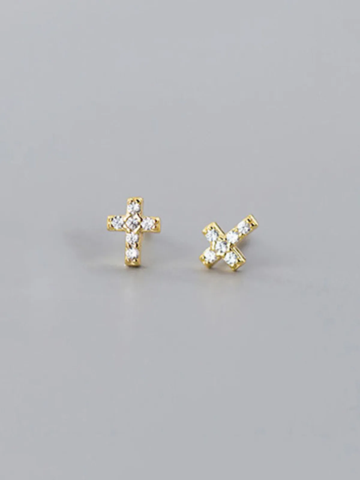 Diamond Set Cross Earrings