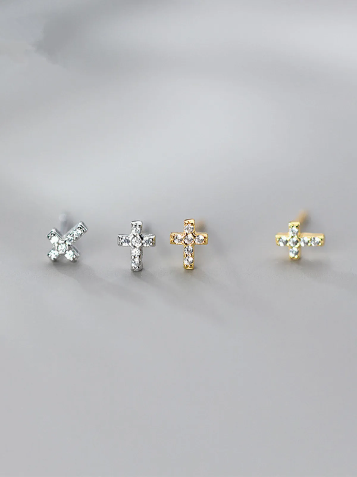 Diamond Set Cross Earrings