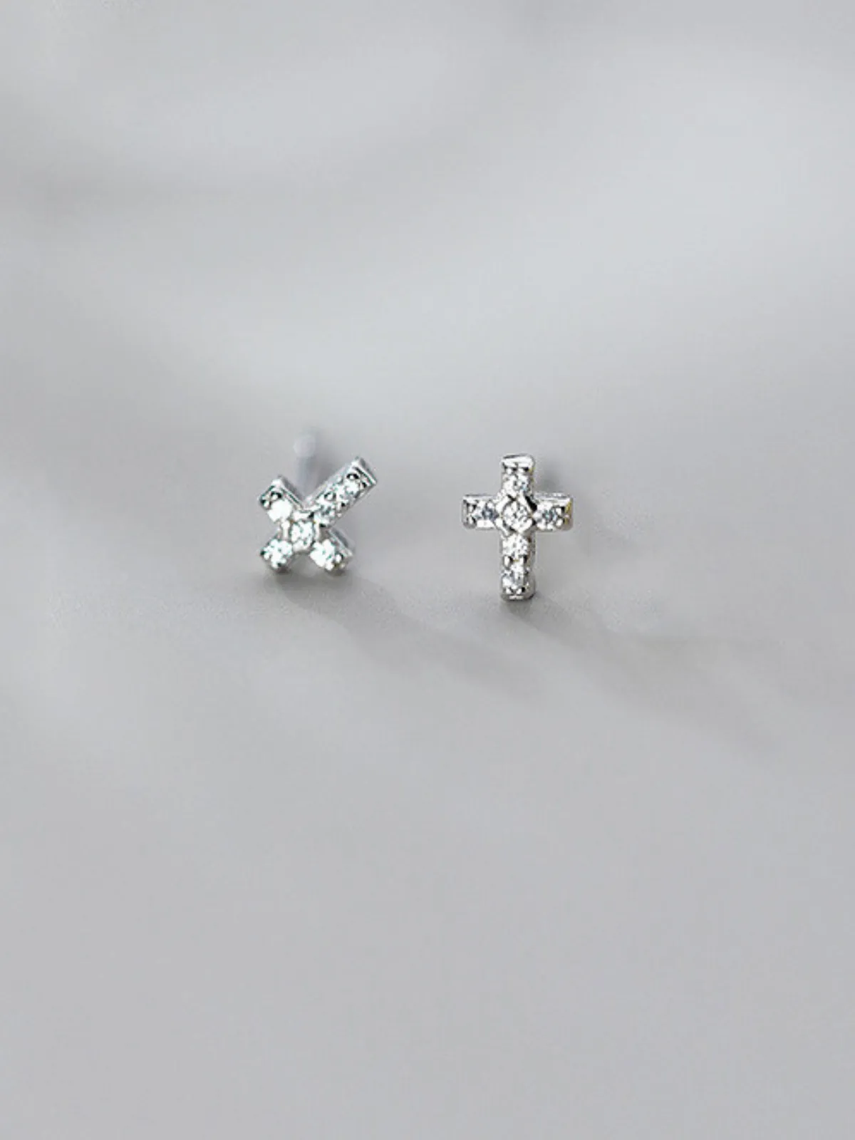 Diamond Set Cross Earrings