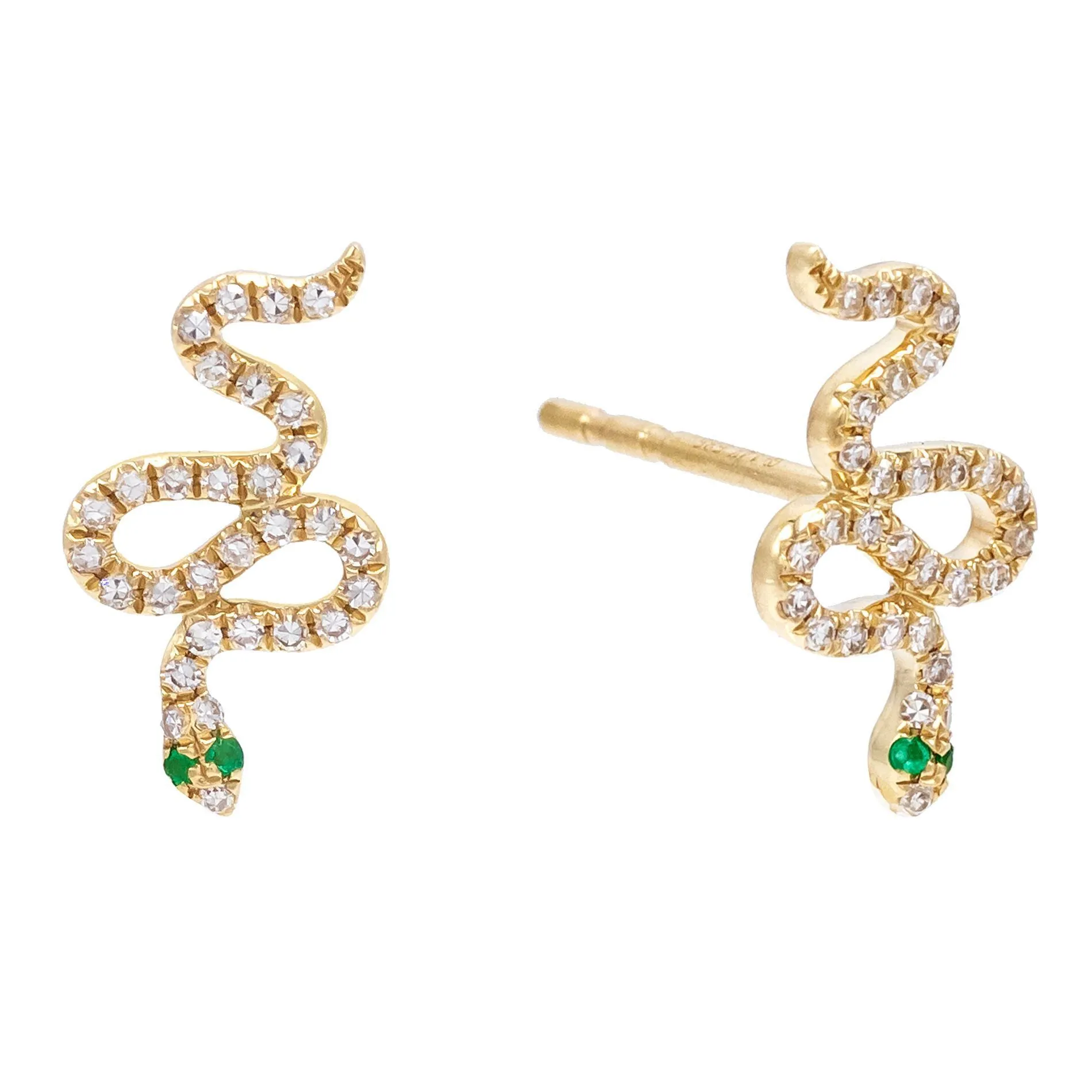 Diamond Snake Stud Earring 14K