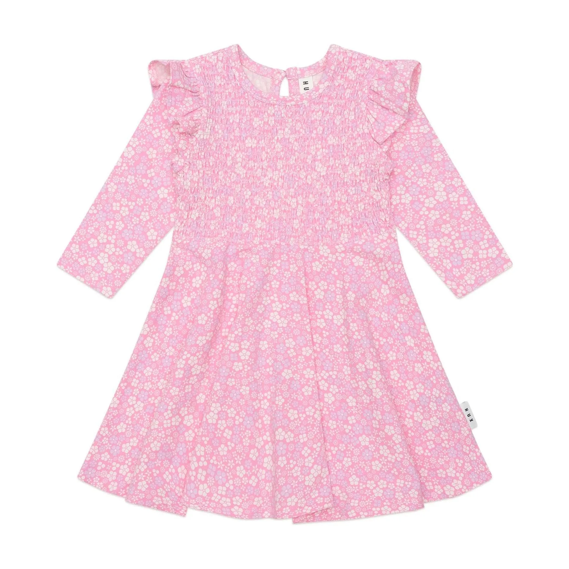 Ditsy Floral Shirred Long Sleeve Dress