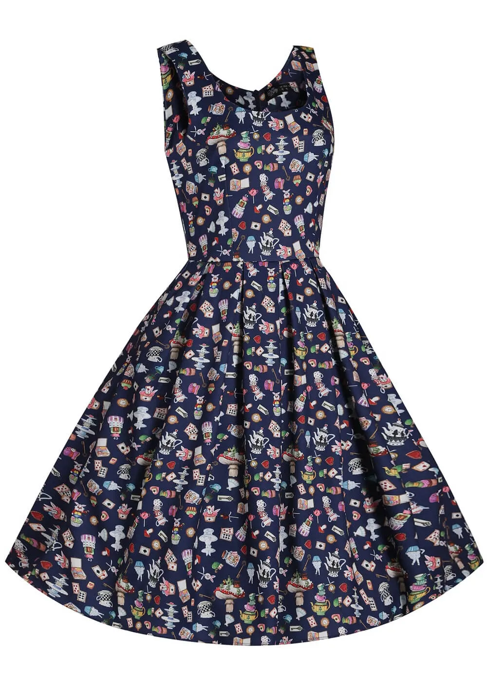 Dolly & Dotty Amanda Wonderland 50's Swing Dress Navy