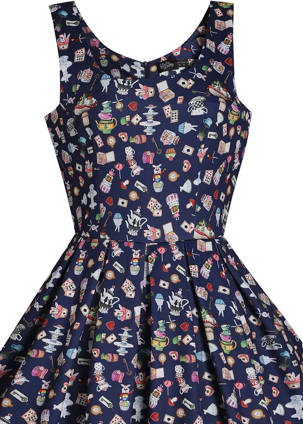 Dolly & Dotty Amanda Wonderland 50's Swing Dress Navy