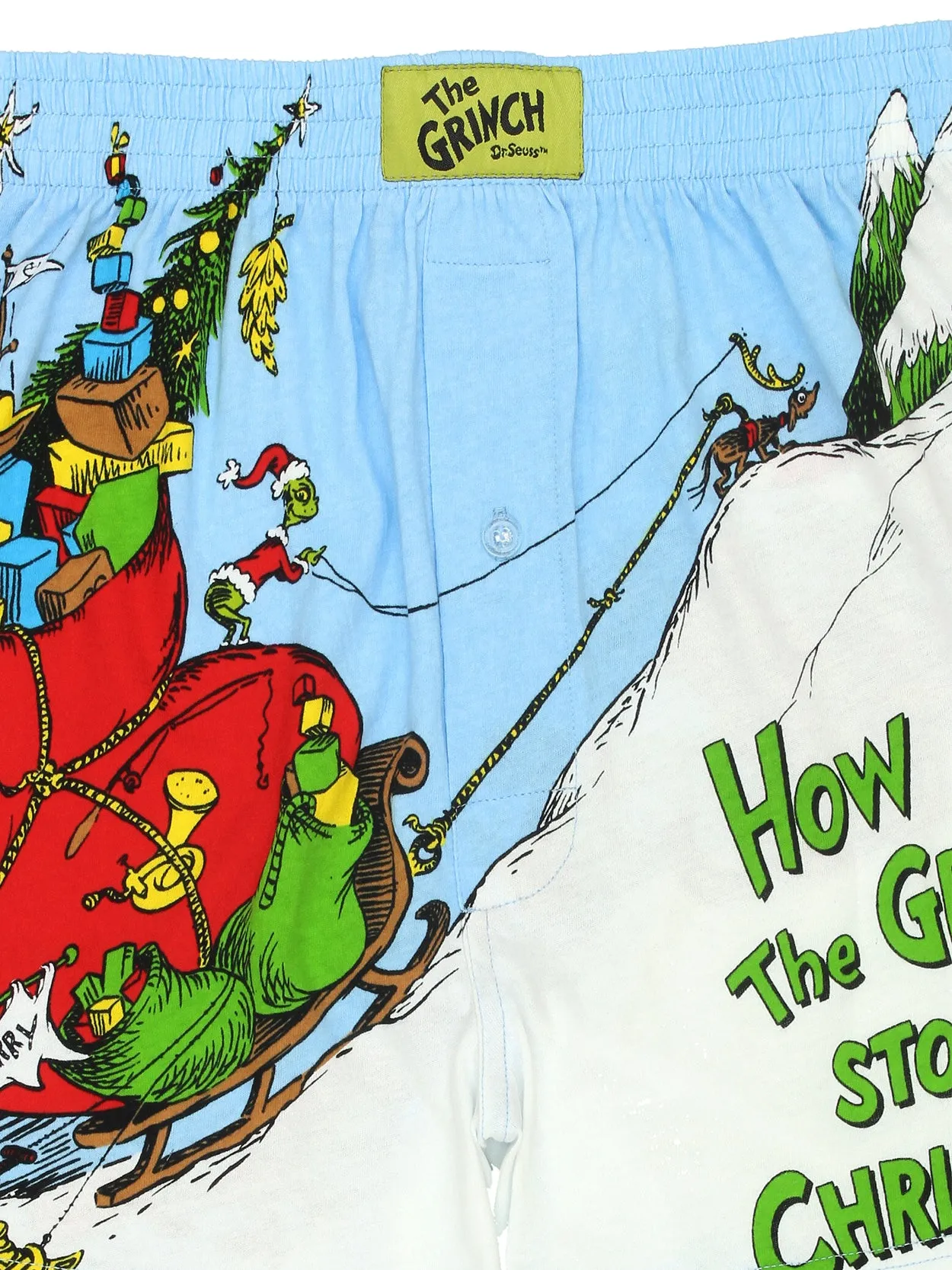 Dr. Seuss How The Grinch Stole Christmas Button Fly Boxer Shorts