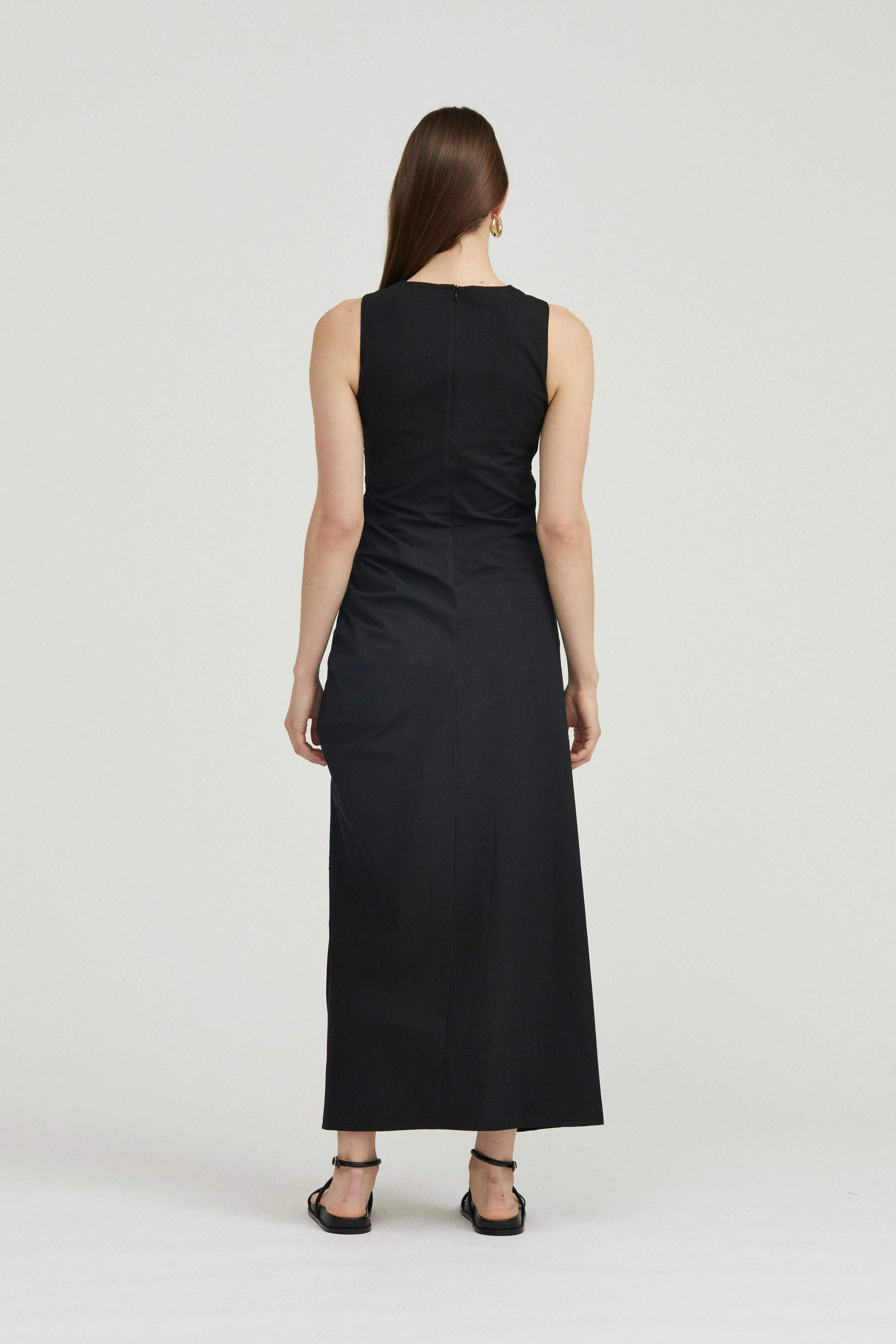 DRAWN DEEP TANK MAXI DRESS | BLACK