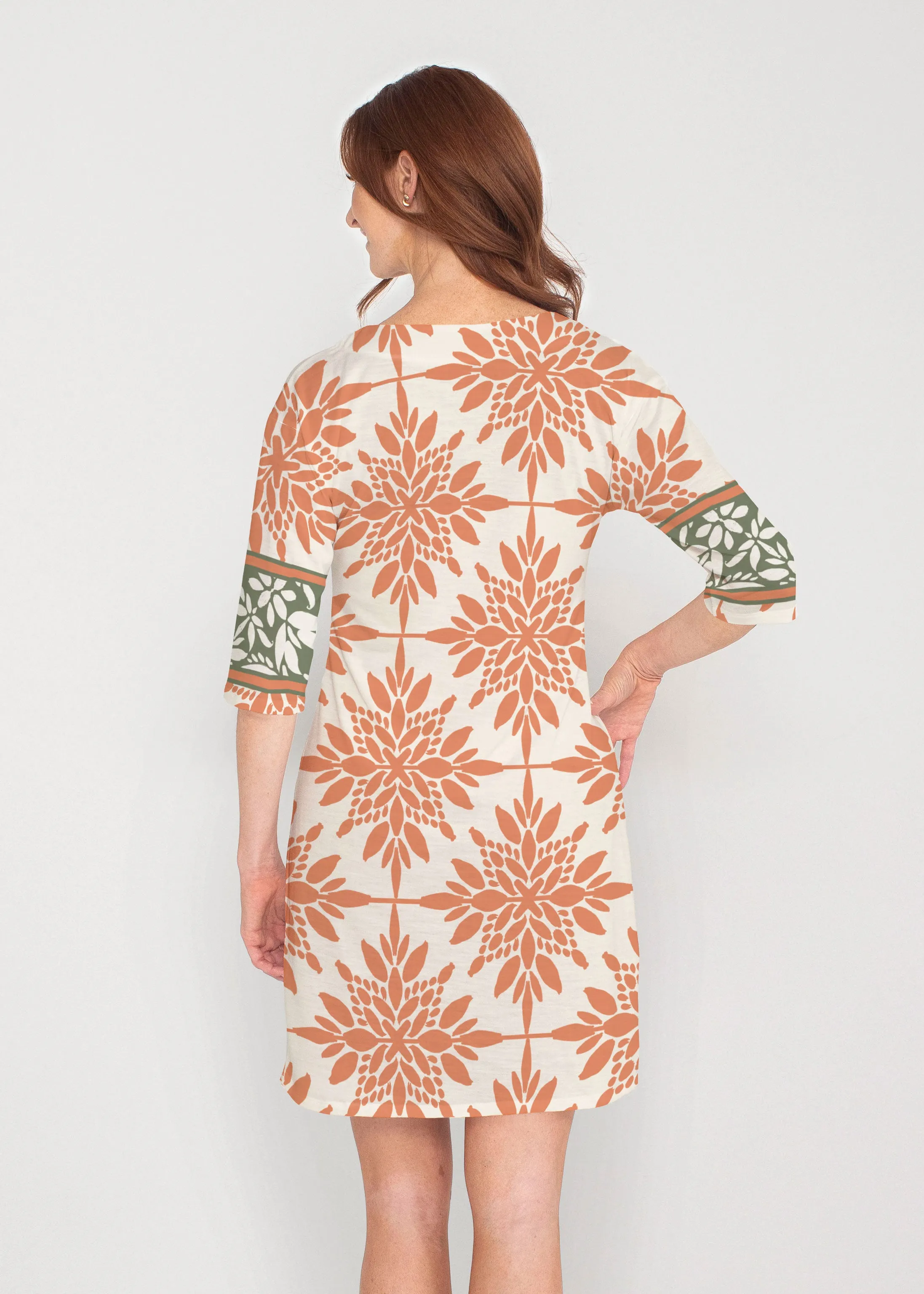 Eccentric Spice (8059) ~ Drop Shoulder 3/4 Sleeve V-Neck Dress