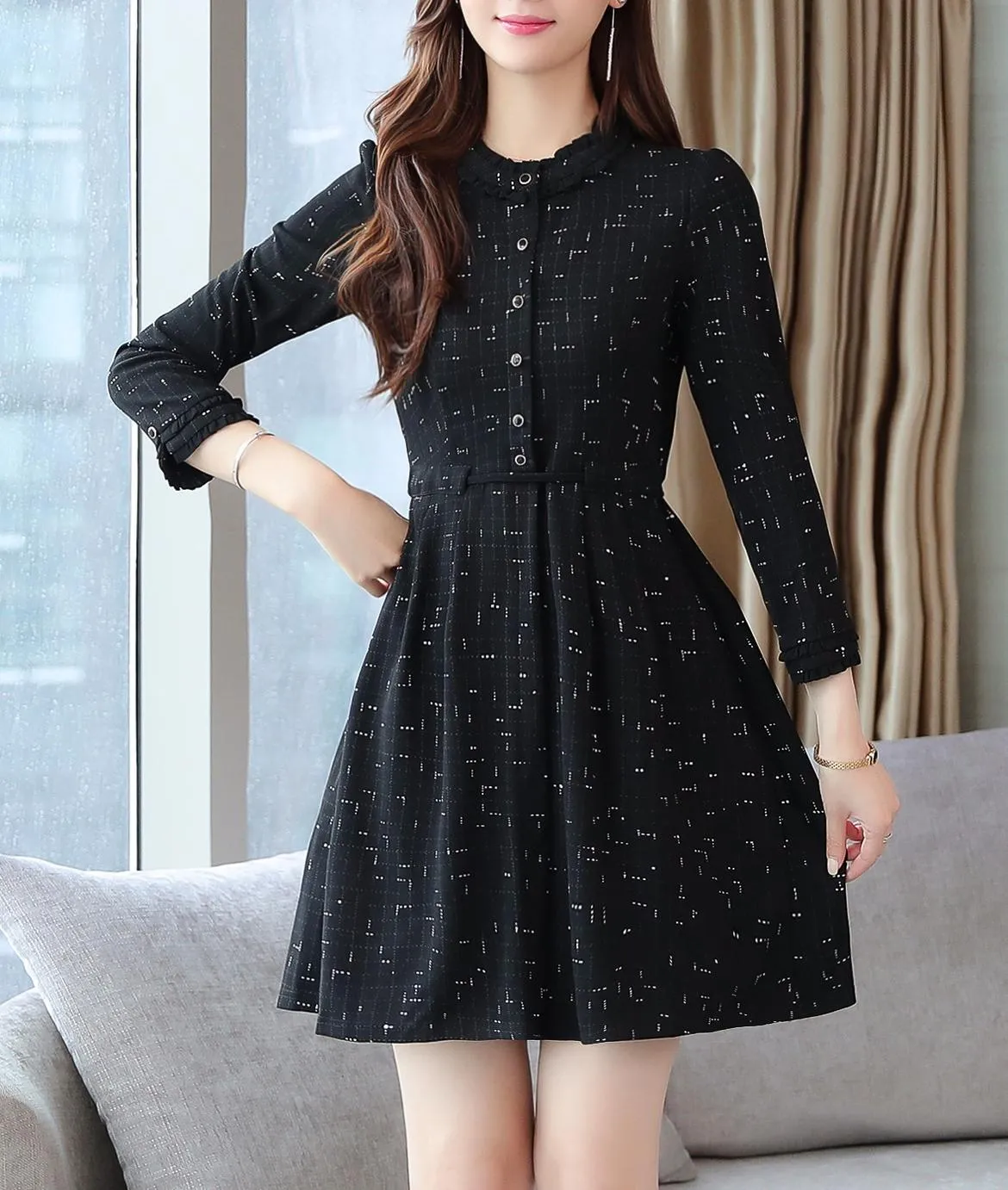 Elegant Button-Decorated Dress