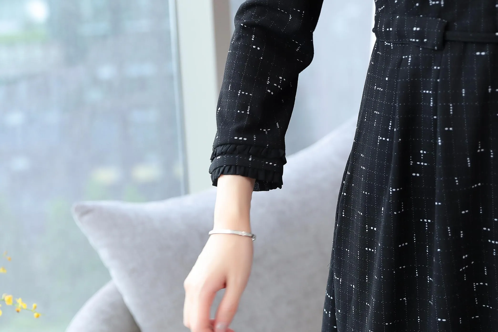Elegant Button-Decorated Dress