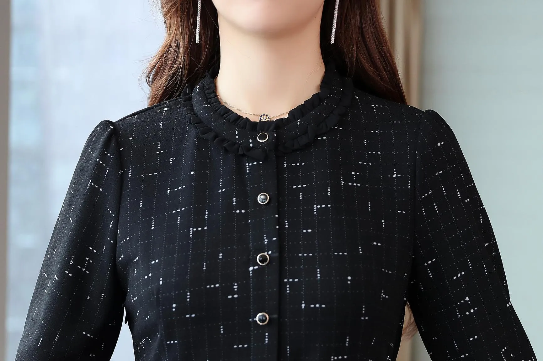 Elegant Button-Decorated Dress