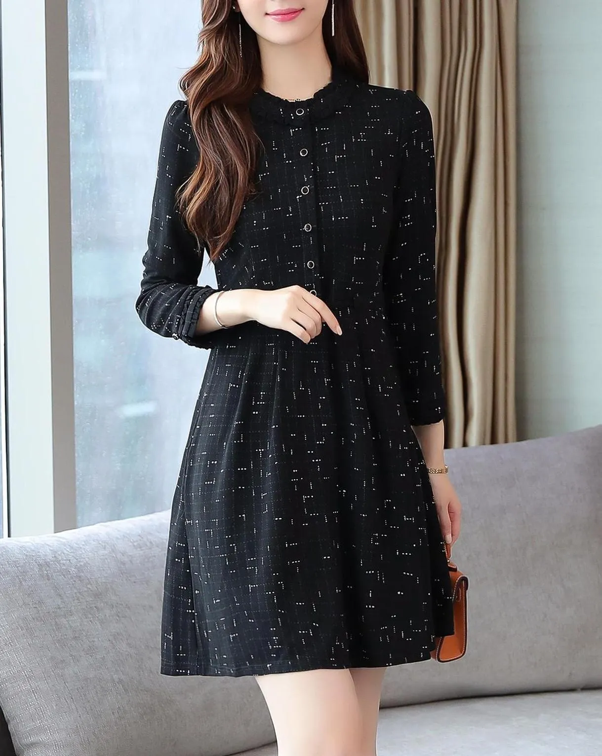 Elegant Button-Decorated Dress