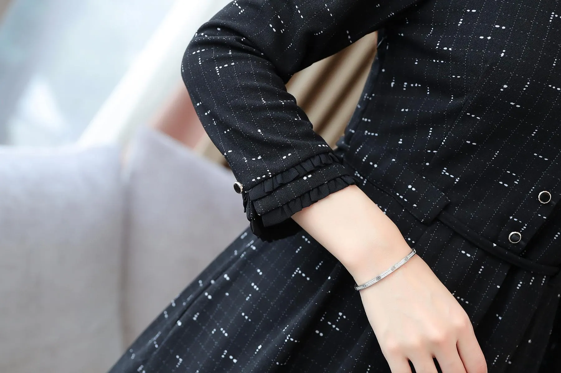Elegant Button-Decorated Dress