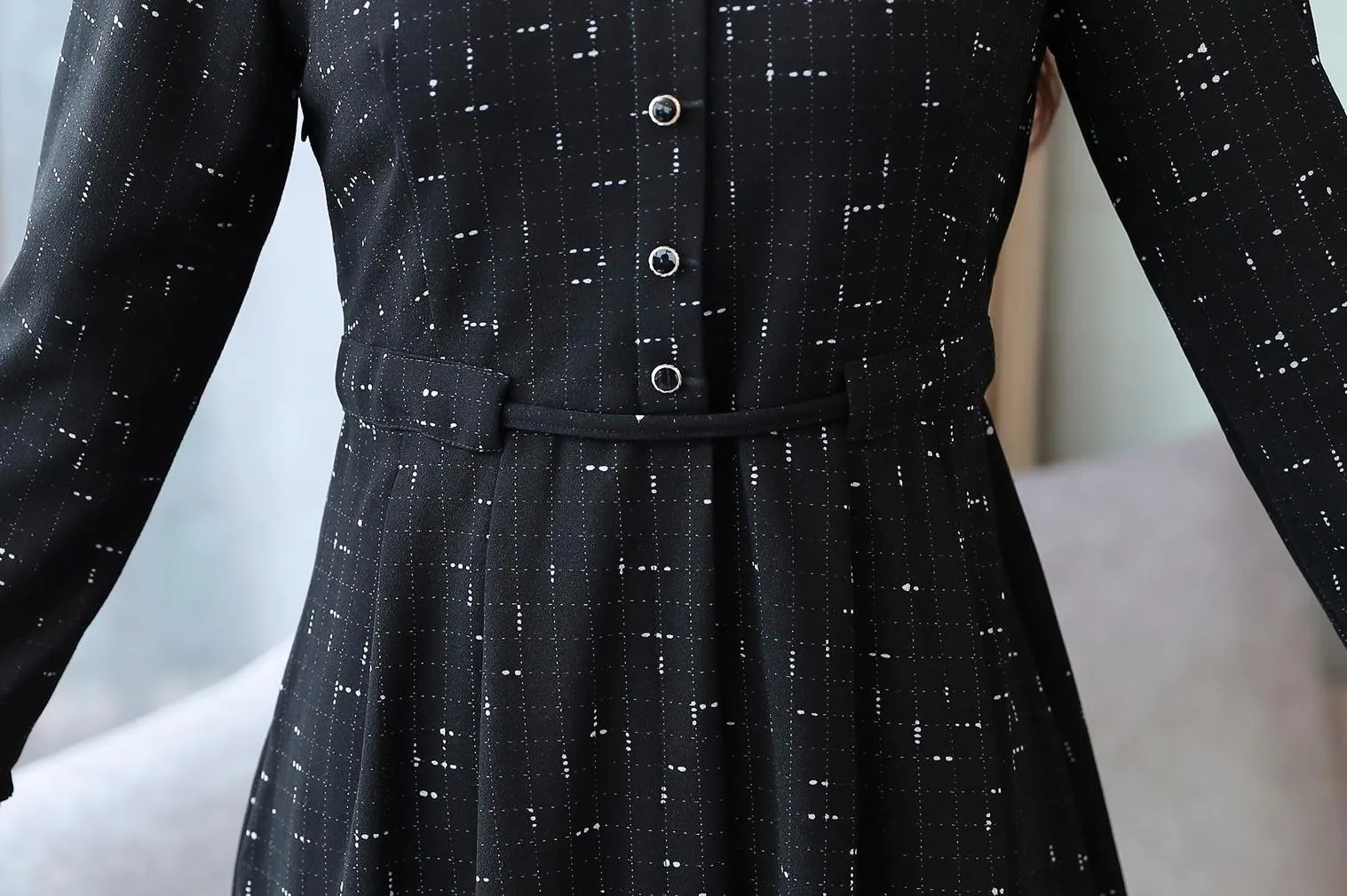 Elegant Button-Decorated Dress