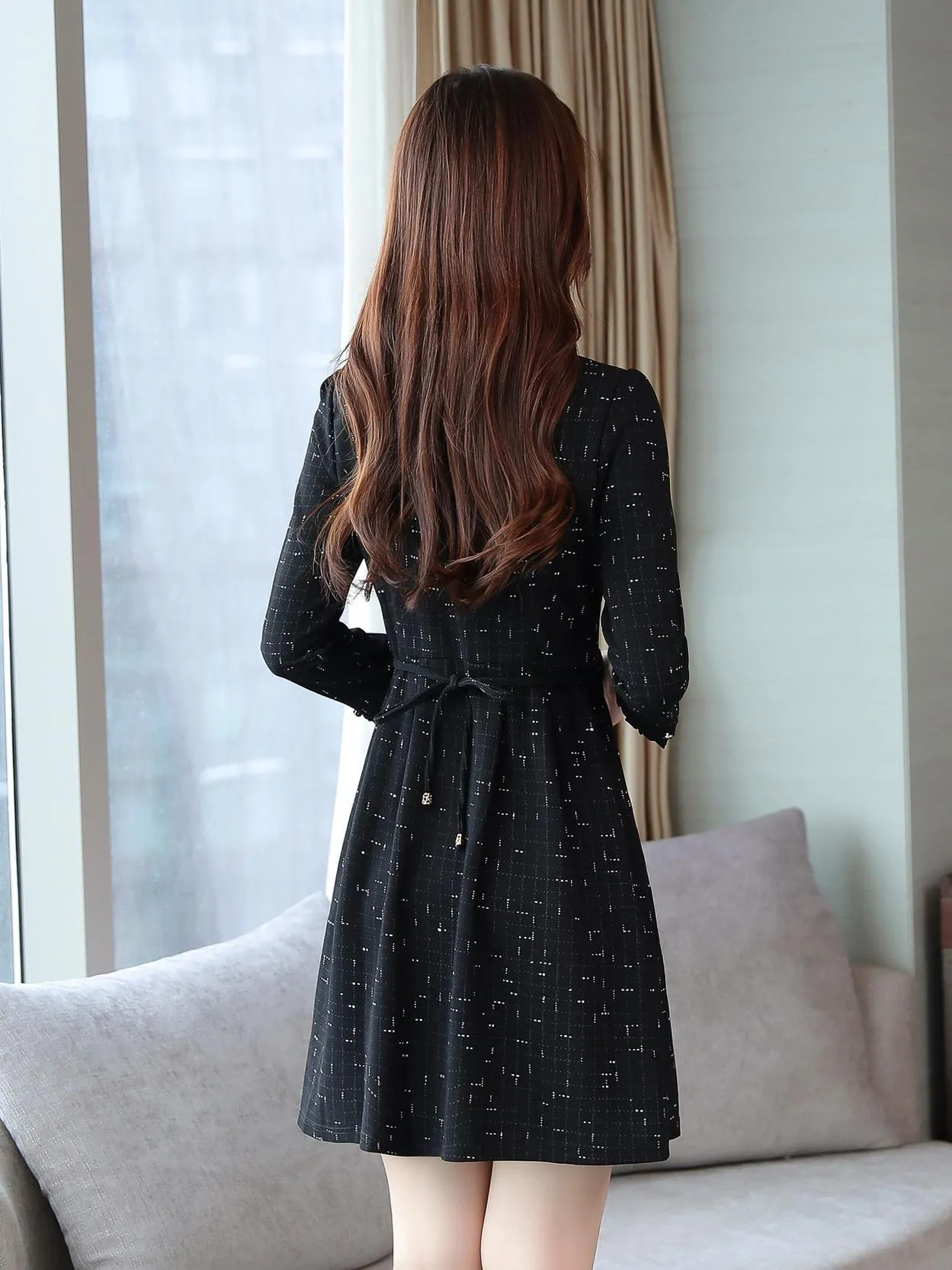 Elegant Button-Decorated Dress