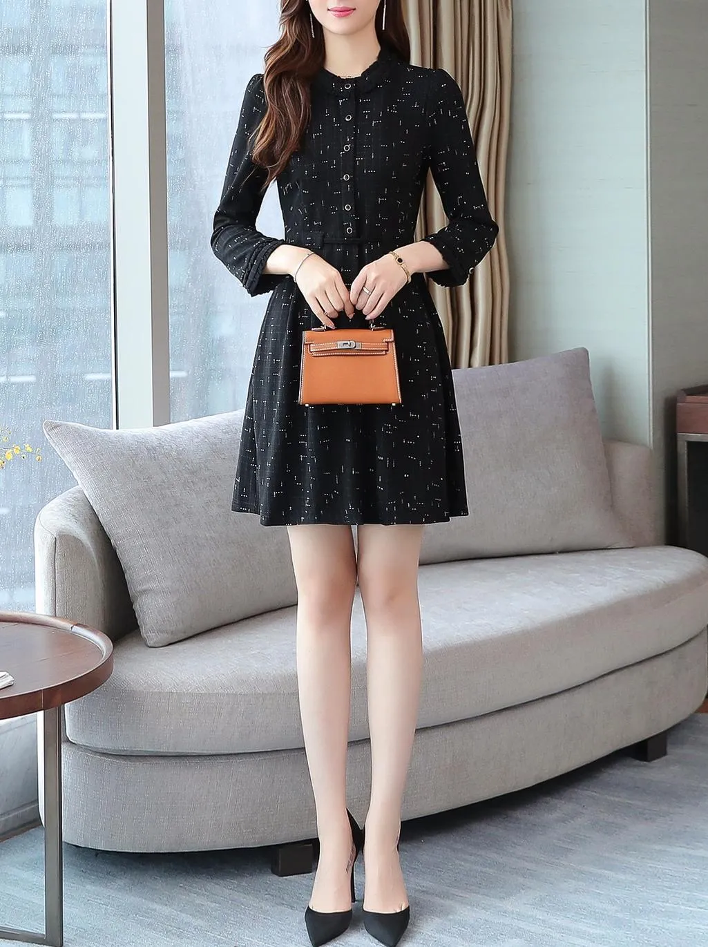 Elegant Button-Decorated Dress