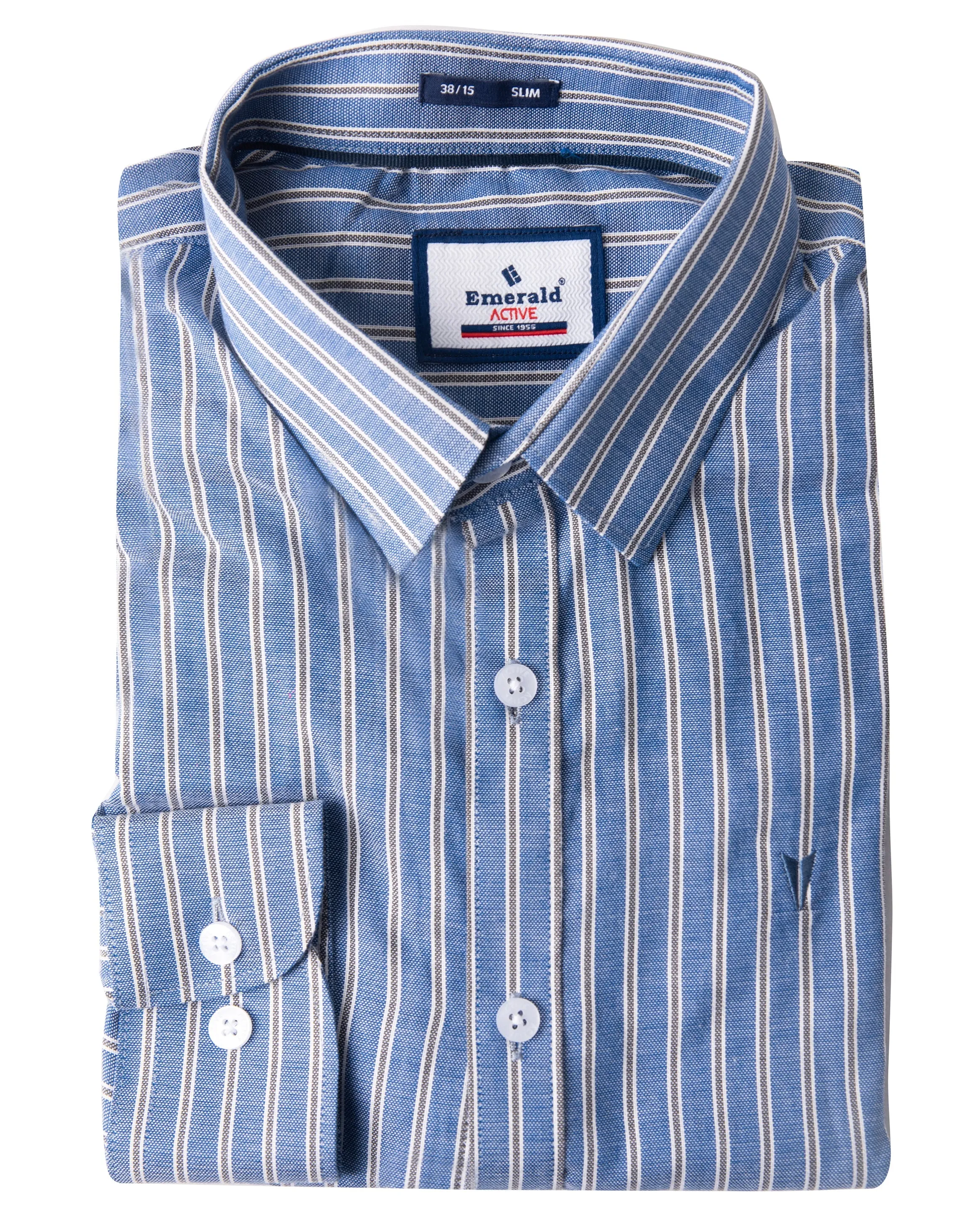Emerald Active Stripe Slim Fit-Victoria Blue