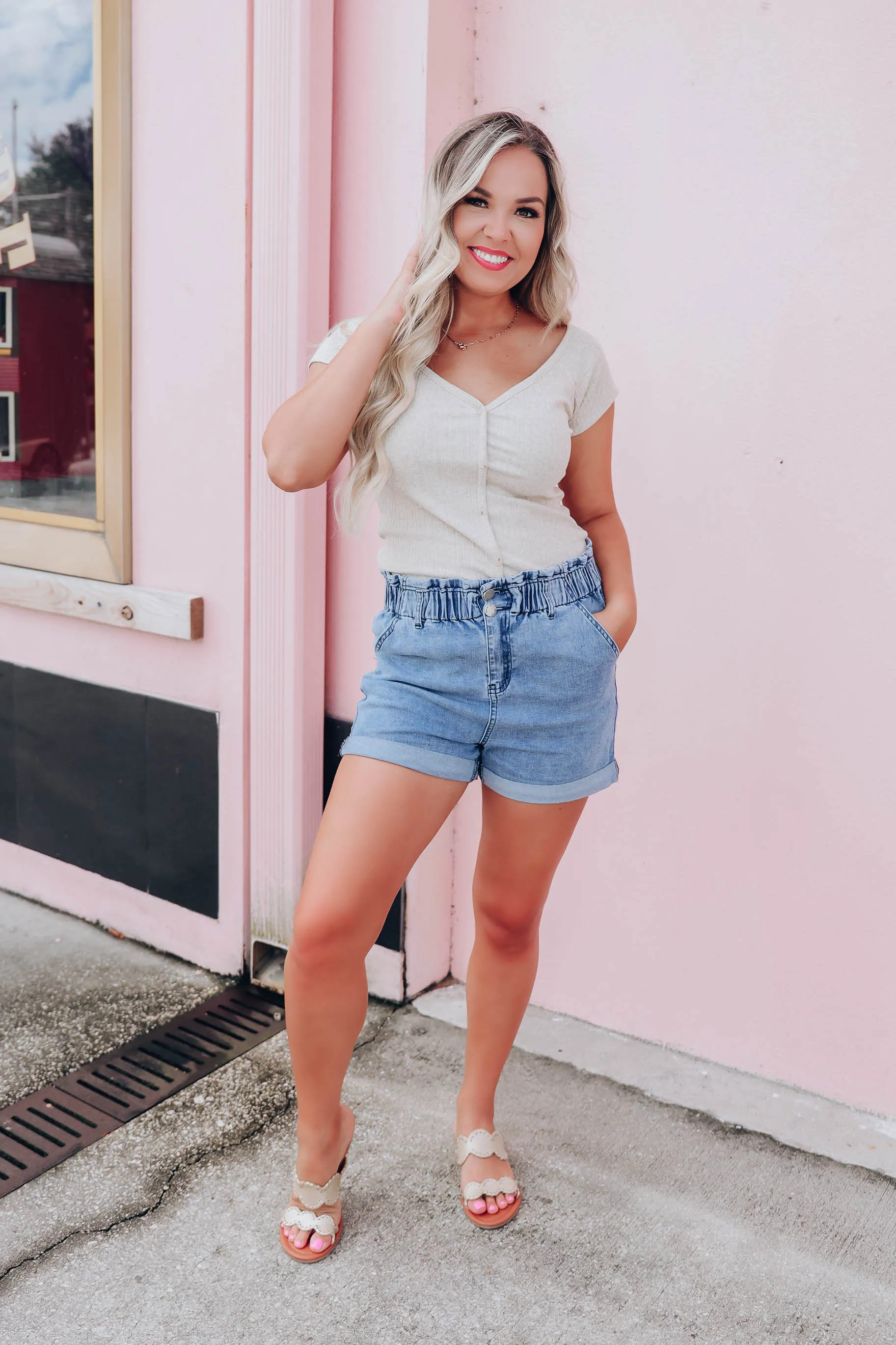 Emery Button Down Top - Oatmeal
