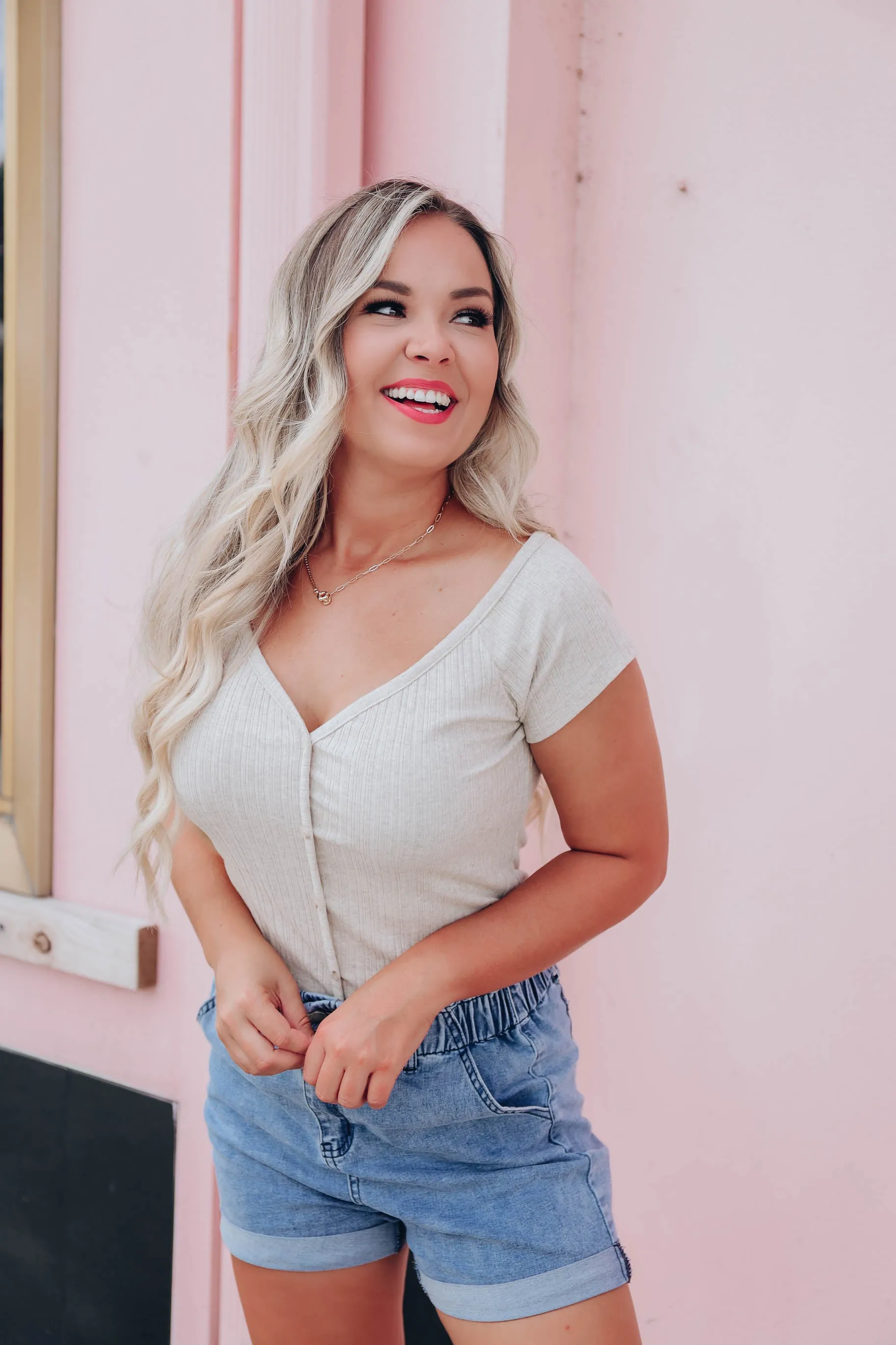 Emery Button Down Top - Oatmeal