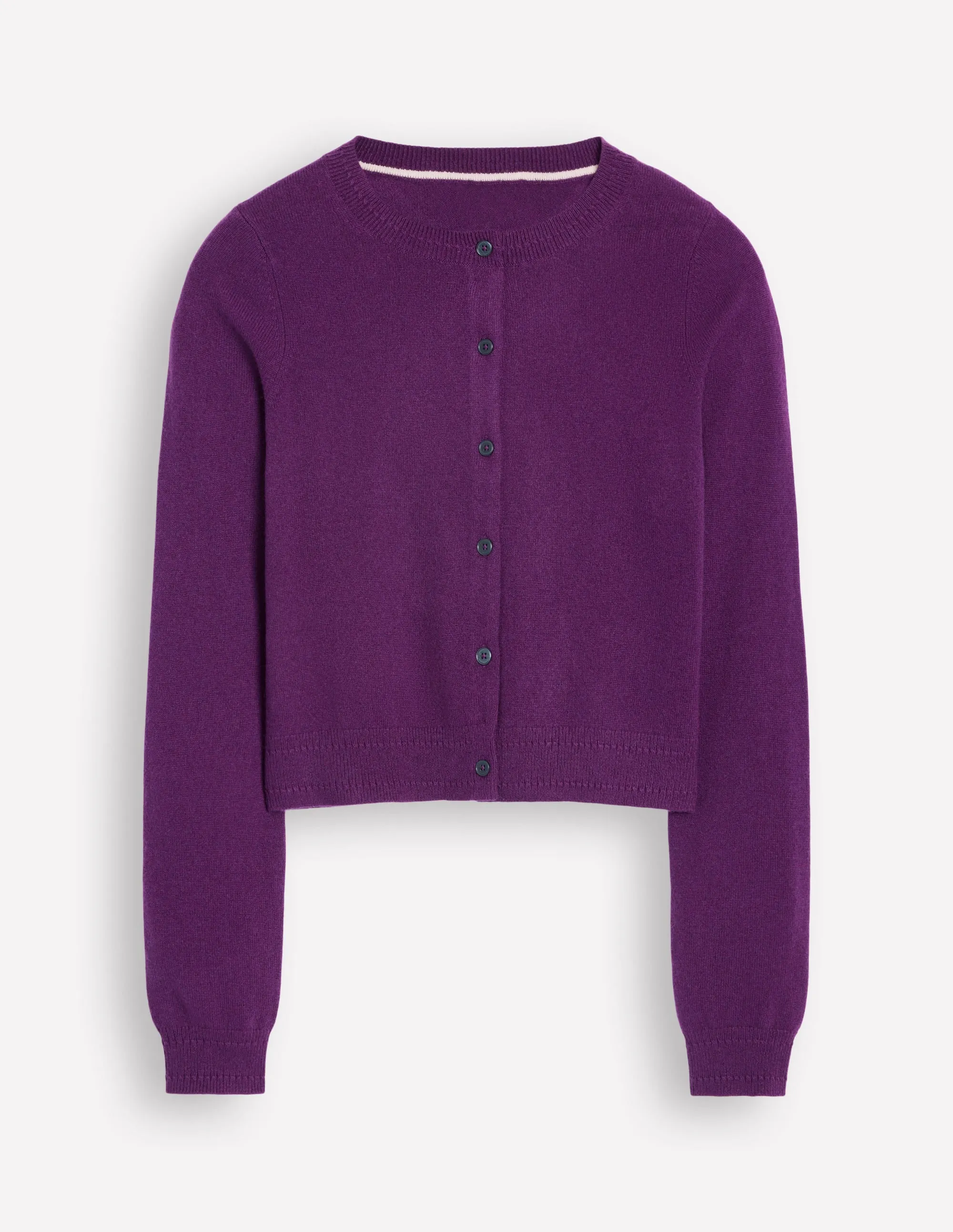 Eva Cashmere Cropped Cardigan-Damson Purple