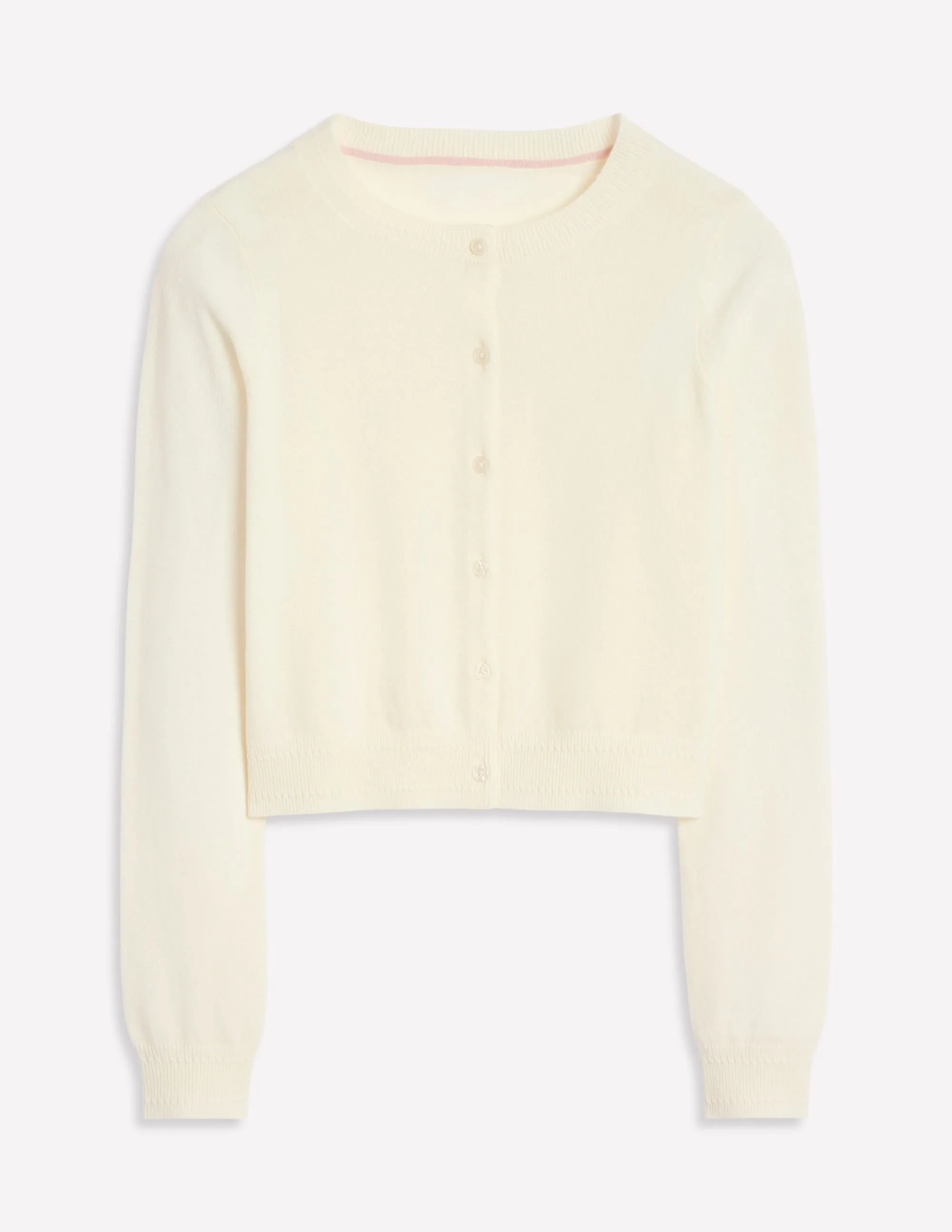 Eva Cashmere Cropped Cardigan-Warm Ivory