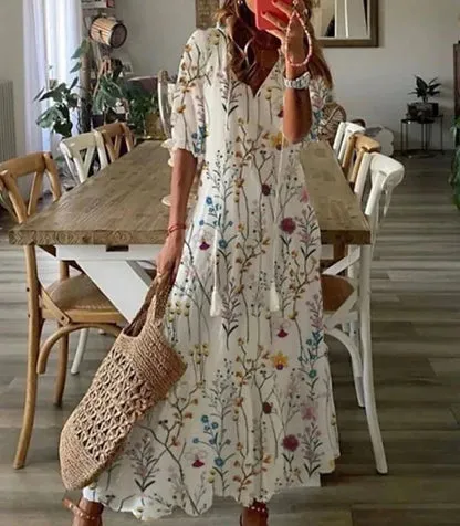 Evelyn | Elegant Boho Dress with Tummy Coverage